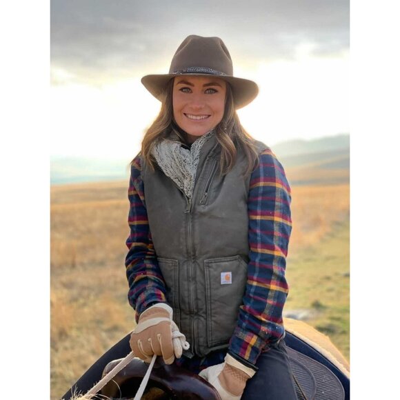 Carhartt Sandstone Washed Duck Sherpa Lined Vest Size Medium Green - Picture 15 of 17